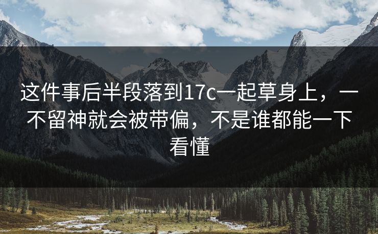 这件事后半段落到17c一起草身上，一不留神就会被带偏，不是谁都能一下看懂