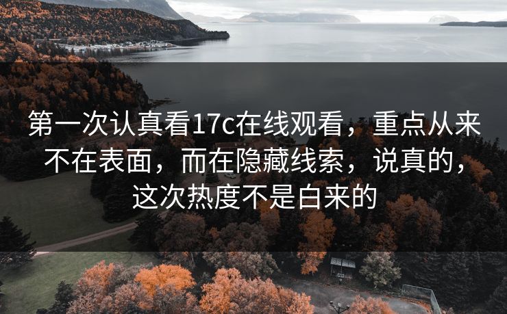 第一次认真看17c在线观看，重点从来不在表面，而在隐藏线索，说真的，这次热度不是白来的