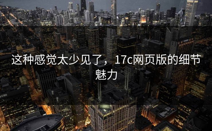 这种感觉太少见了，17c网页版的细节魅力