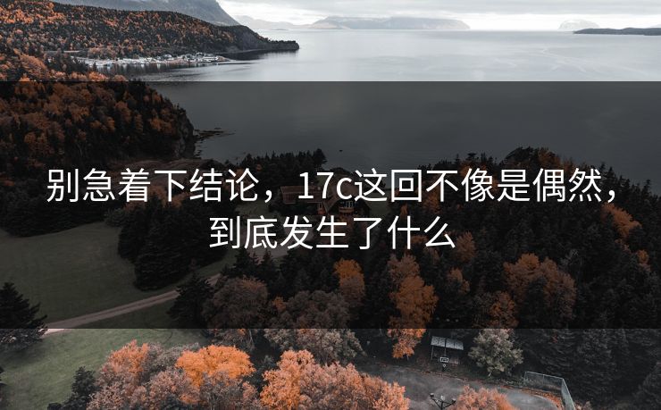 别急着下结论，17c这回不像是偶然，到底发生了什么