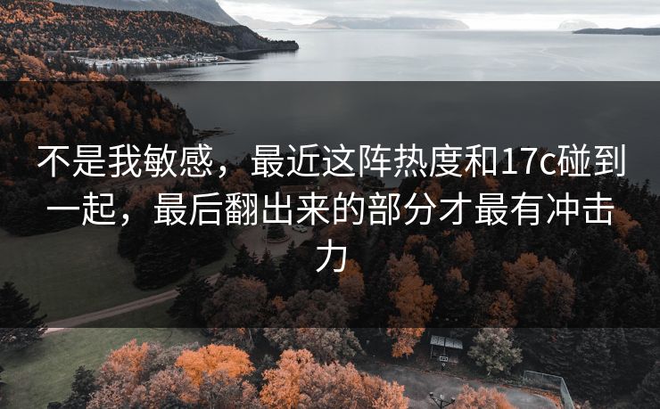 不是我敏感，最近这阵热度和17c碰到一起，最后翻出来的部分才最有冲击力