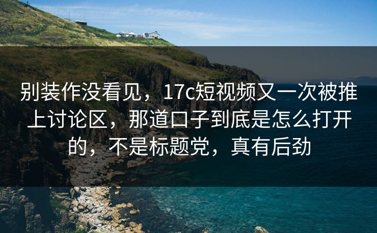 别装作没看见，17c短视频又一次被推上讨论区，那道口子到底是怎么打开的，不是标题党，真有后劲
